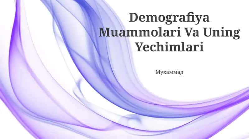 Demografiya Muammolari Va Uning Yechimlari