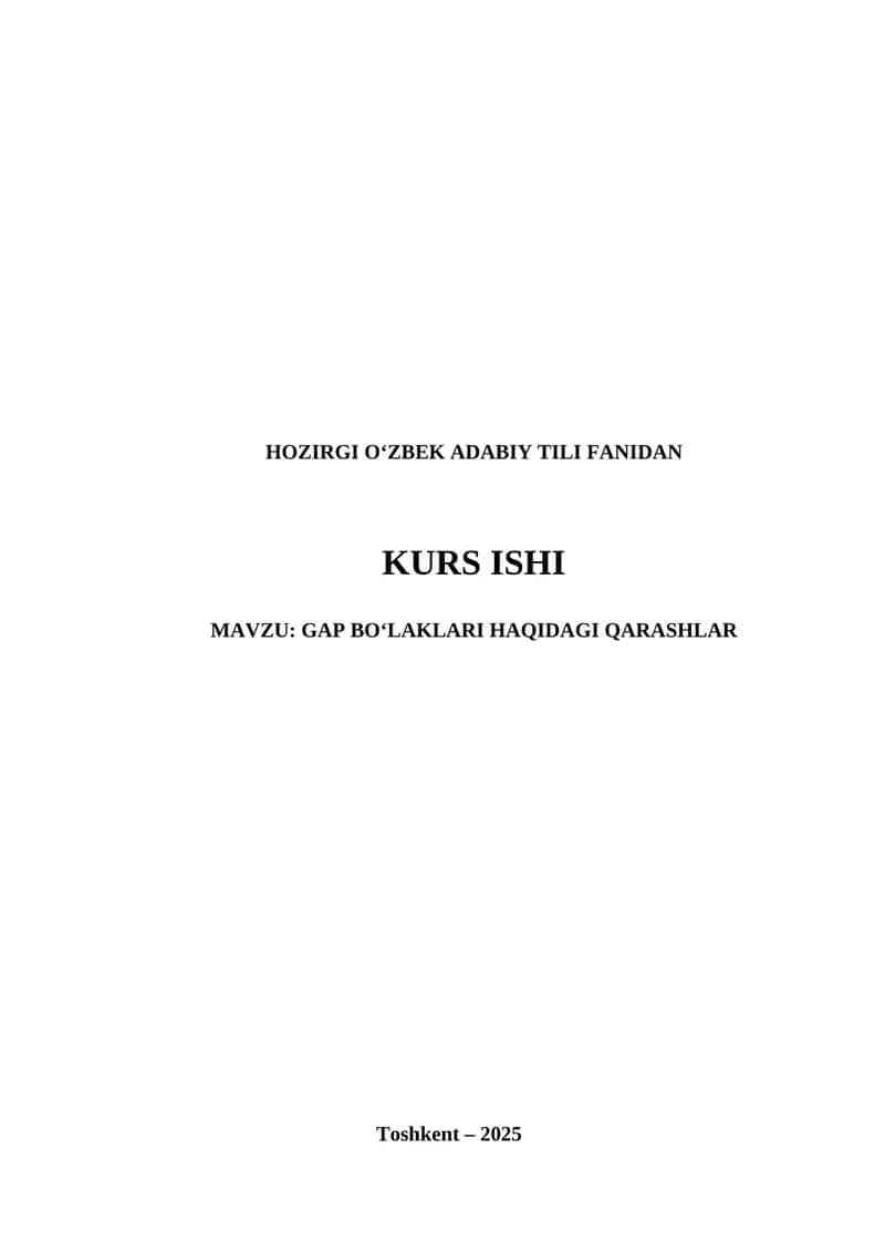 GAP BO‘LAKLARI HAQIDAGI QARASHLAR