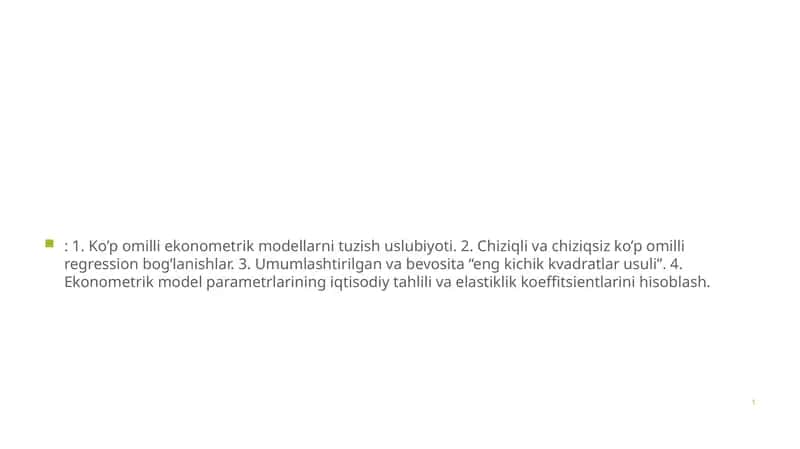 Ko’p omilli ekonometrik tahlil