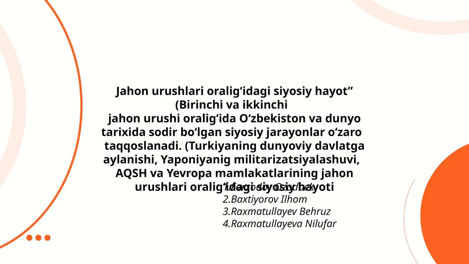 Jahon urushlari oralig‘idagi siyosiy hayot