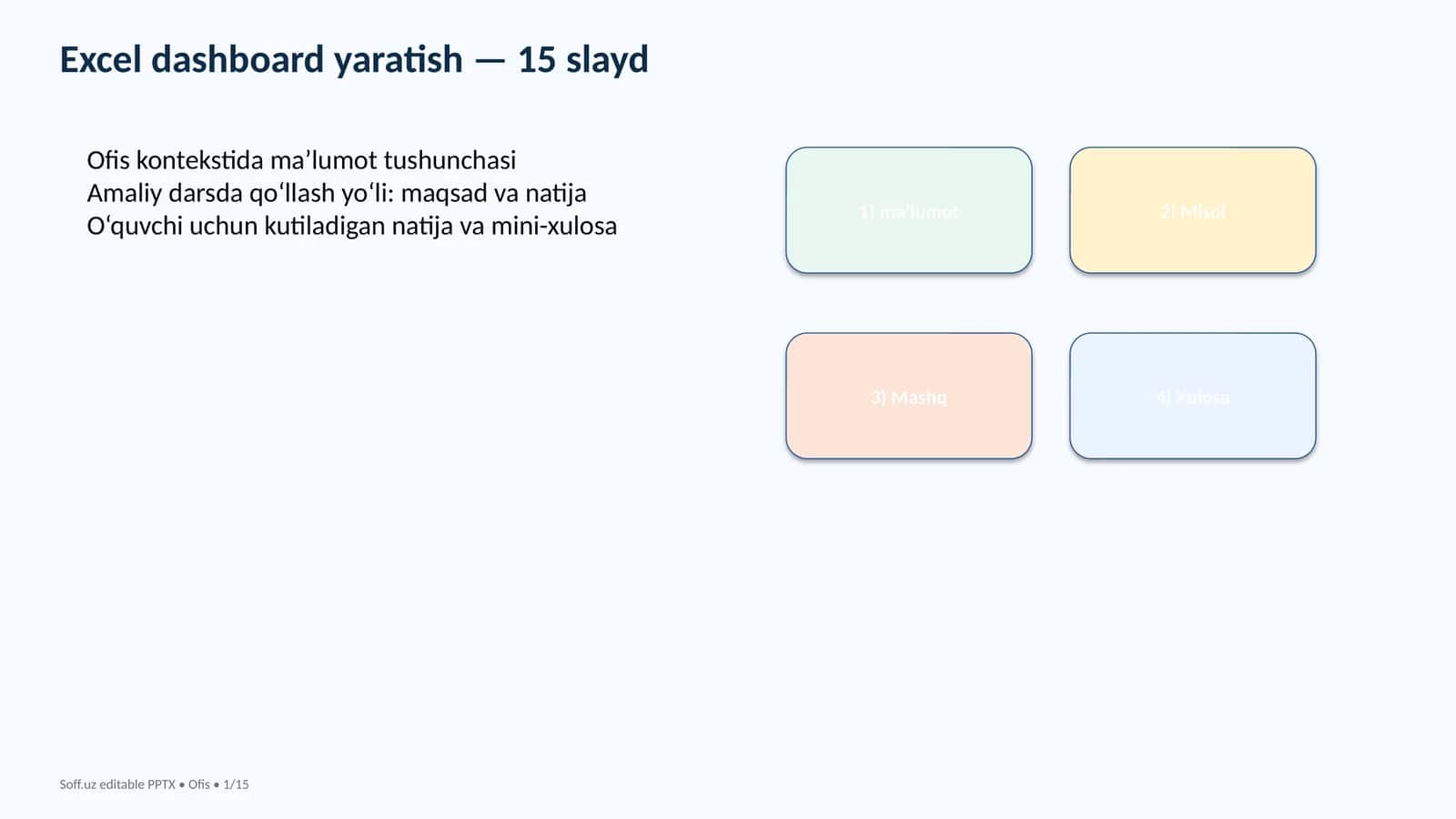 Excel dashboard yaratish
