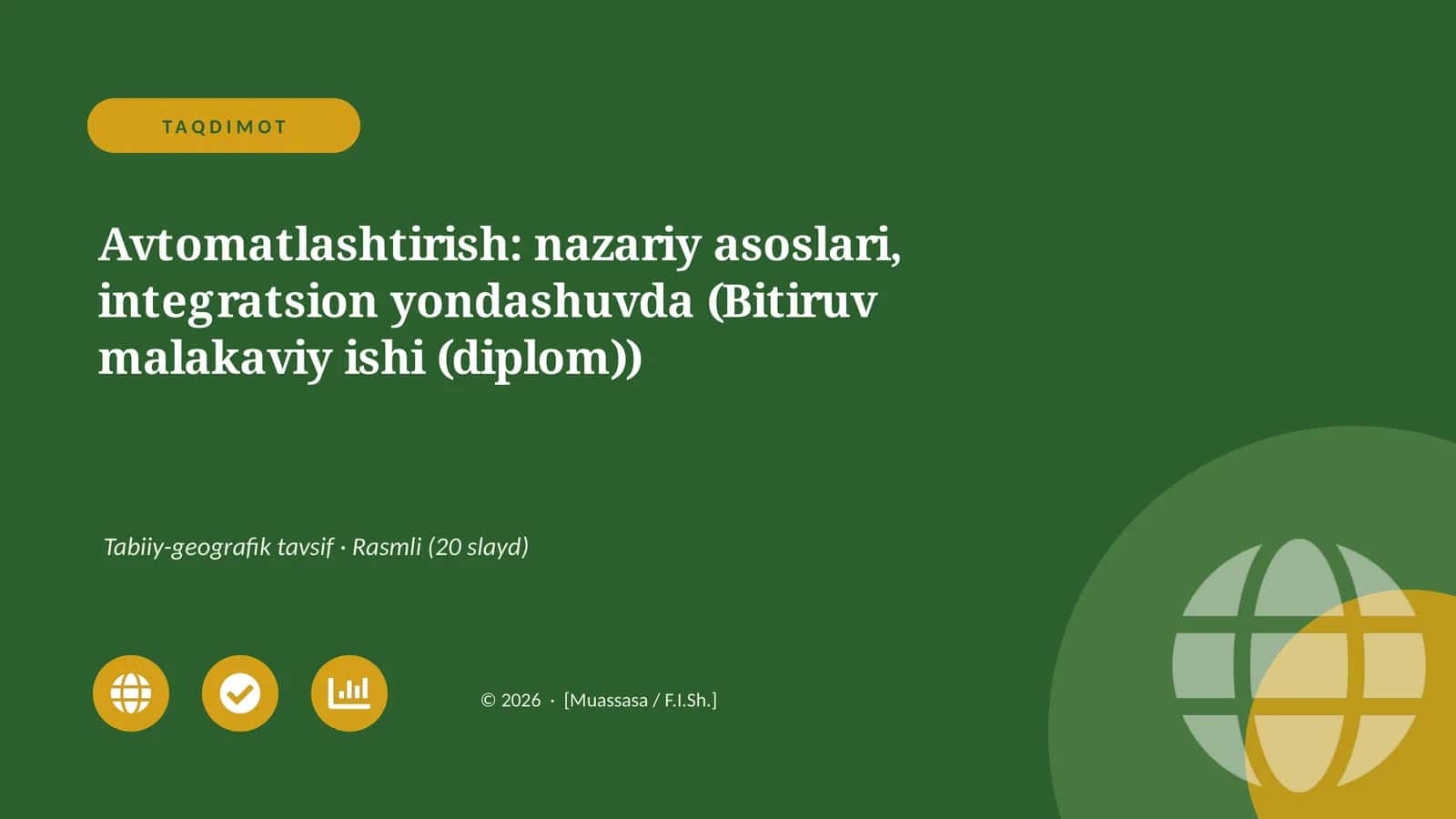 Avtomatlashtirish: nazariy asoslari, integratsion yondashuvda (Bitiruv malakaviy ishi (diplom))