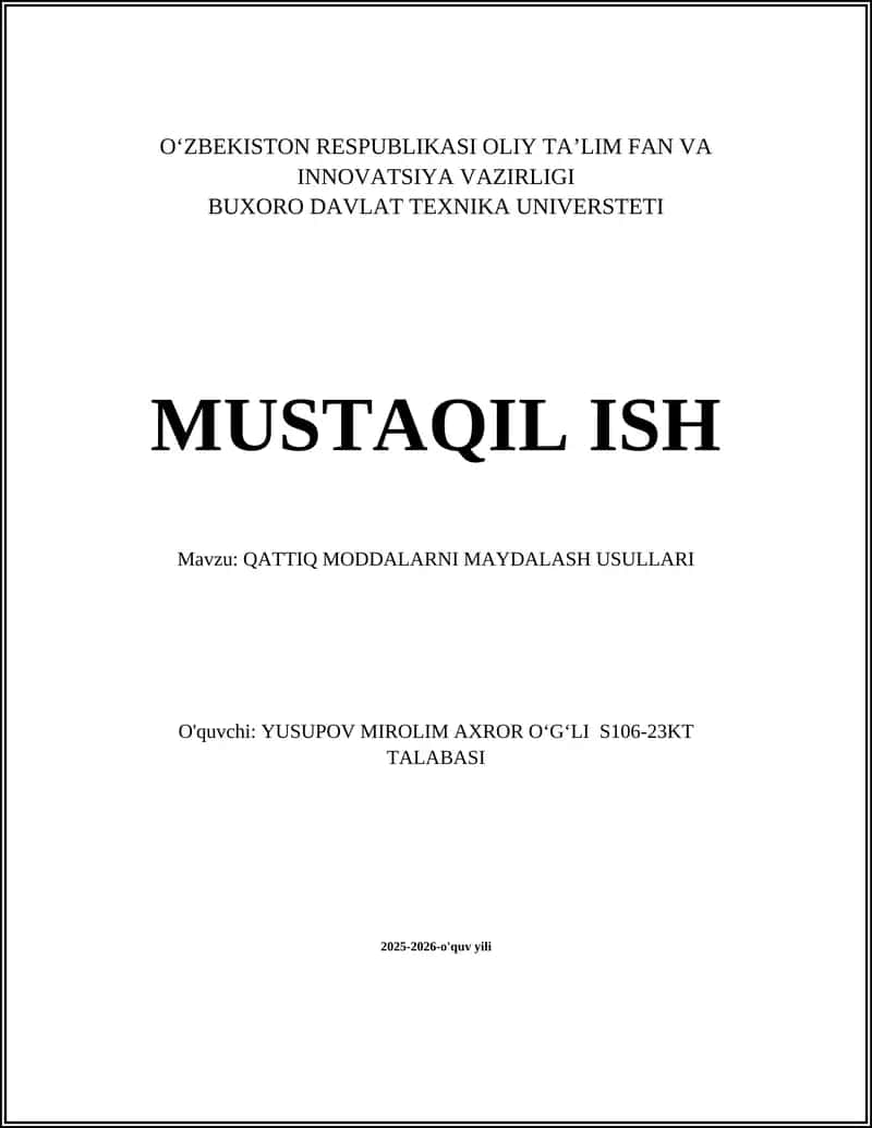 Qattiq Moddalarni Maydalash Usullari