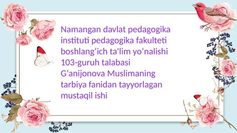 Pedagogika fanidan tayyorlangan mustaqil ish