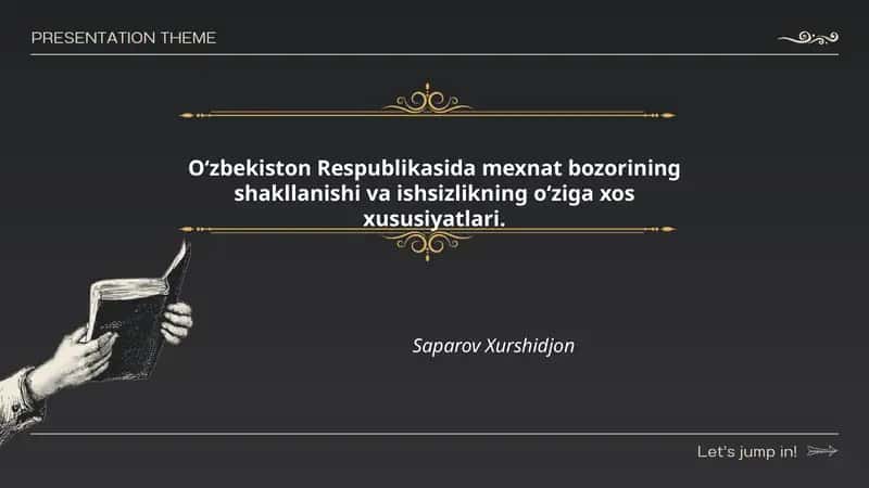 O‘zbekiston Respublikasida mexnat bozorining shakllanishi va ishsizlikning o‘ziga xos xususiyatlari