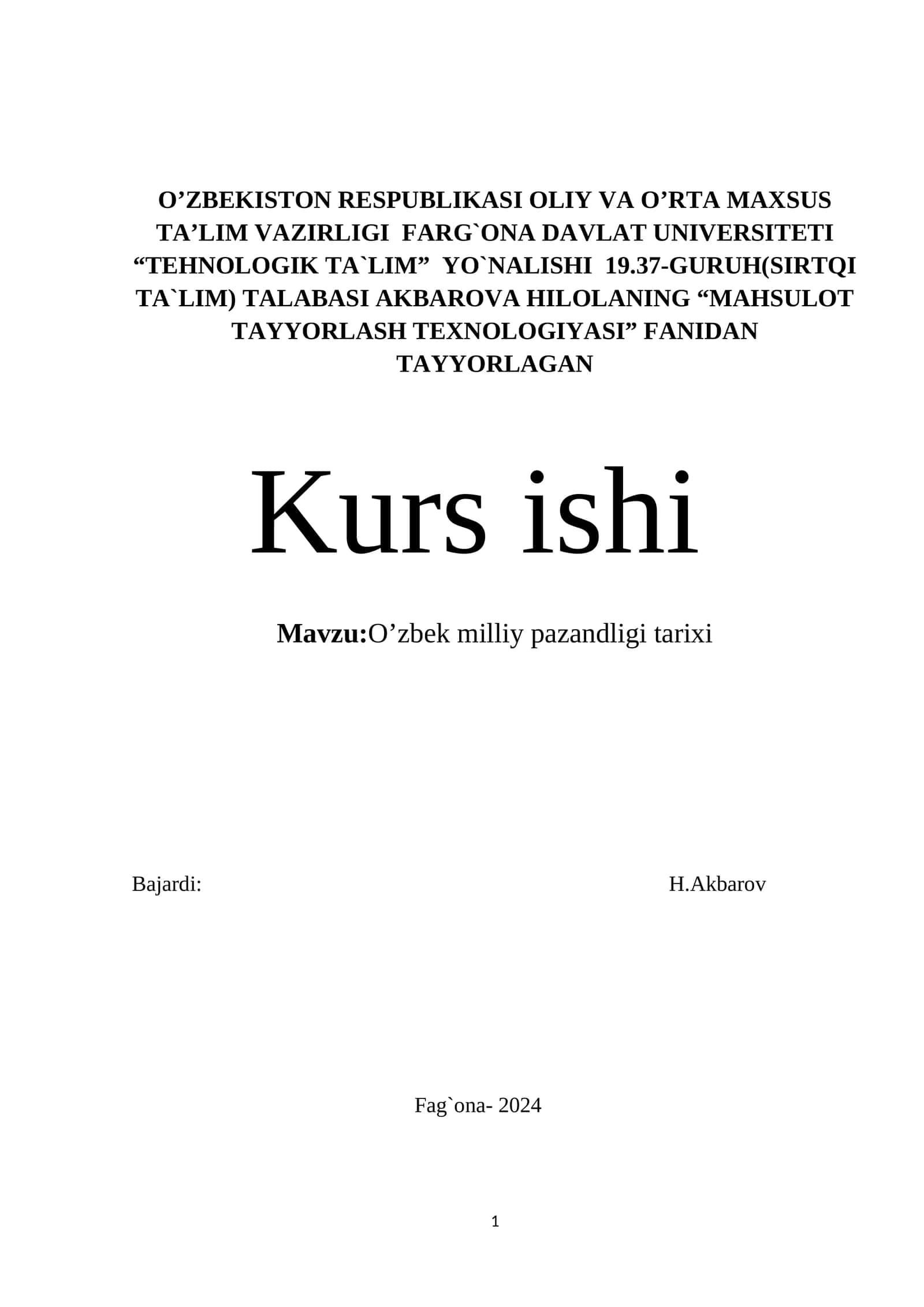 O’zbek milliy pazandligi tarixi