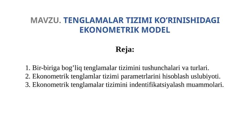 Ekonometrik Tenglamalar Tizimi