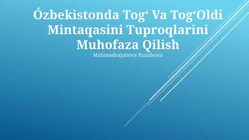 Tog' Va Tog'Oldi Mintaqasini Tuproqlarini Muhofaza Qilish