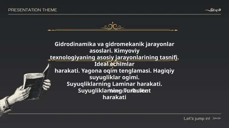 Gidrodinamika va gidromekanik jarayonlar asoslari