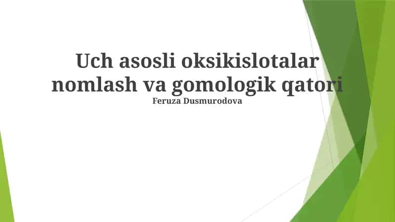 Karbon kislotalarga kirish va gomologik qatori