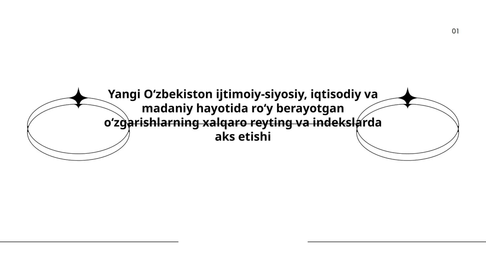 Yangi O‘zbekiston ijtimoiy-siyosiy, iqtisodiy va madaniy hayotida roʻy berayotgan oʻzgarishlarning xalqaro reyting va indekslarda aks etishi