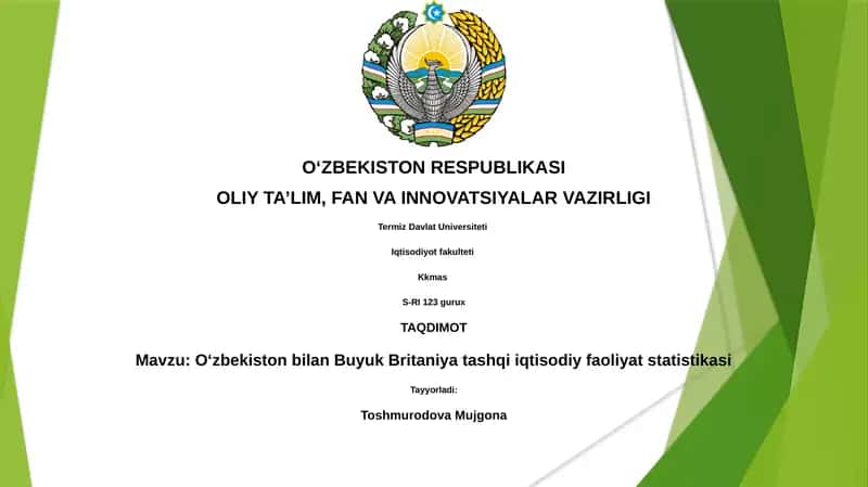 Oʻzbekiston bilan Buyuk Britaniya tashqi iqtisodiy faoliyat statistikasi