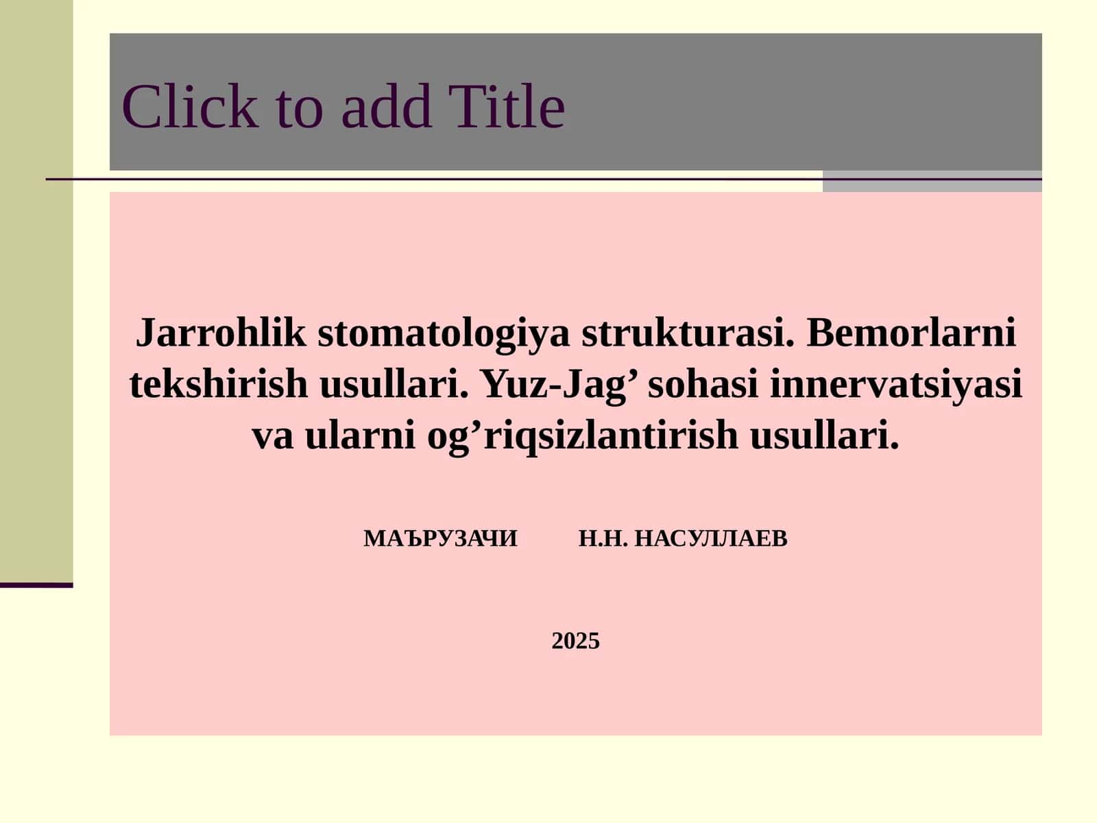 Jarrohlik stomatologiya strukturasi