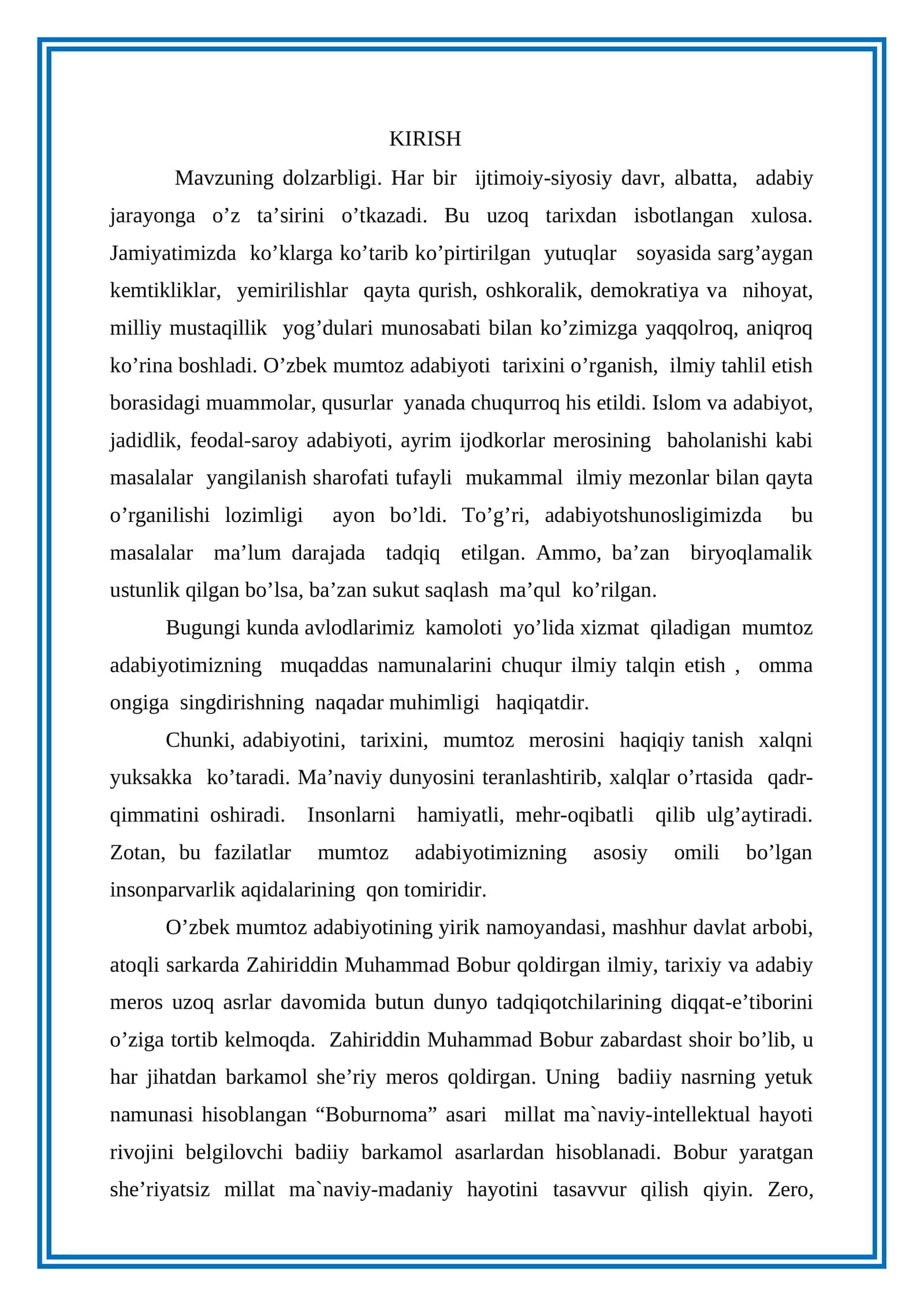 Bobur va unig ijodi. Adabiyot va din