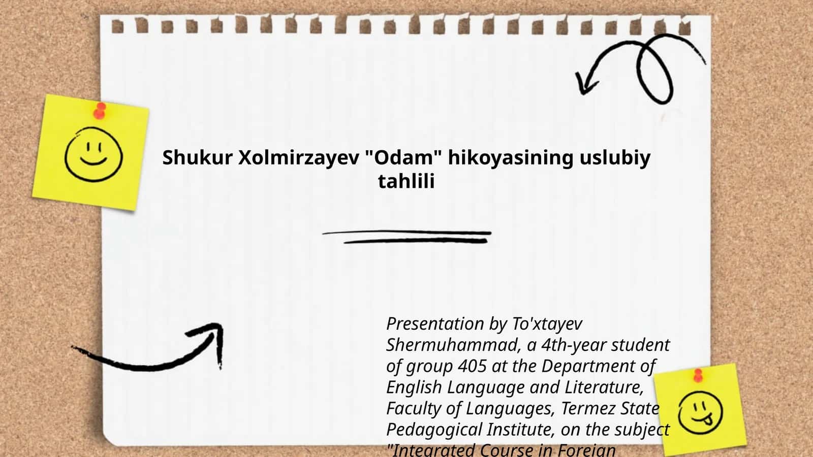 Odam hikoyasining uslubiy tahlili