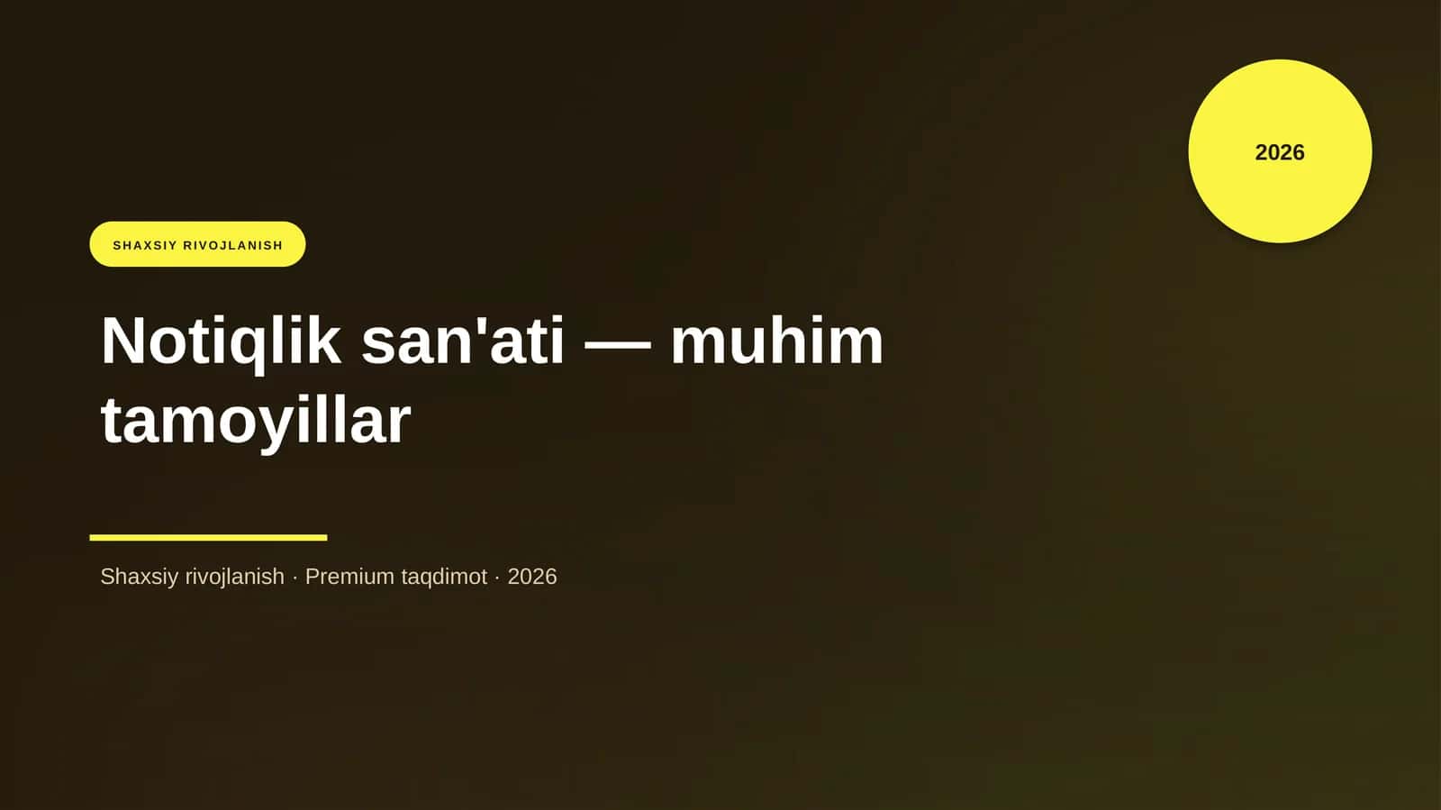 Notiqlik San'ati - Muhim Tamoyillar