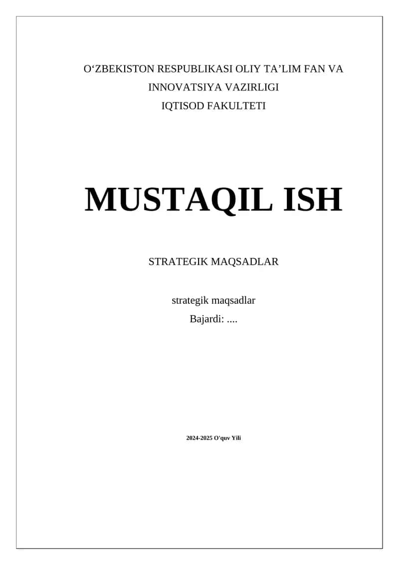 Strategik maqsadlar
