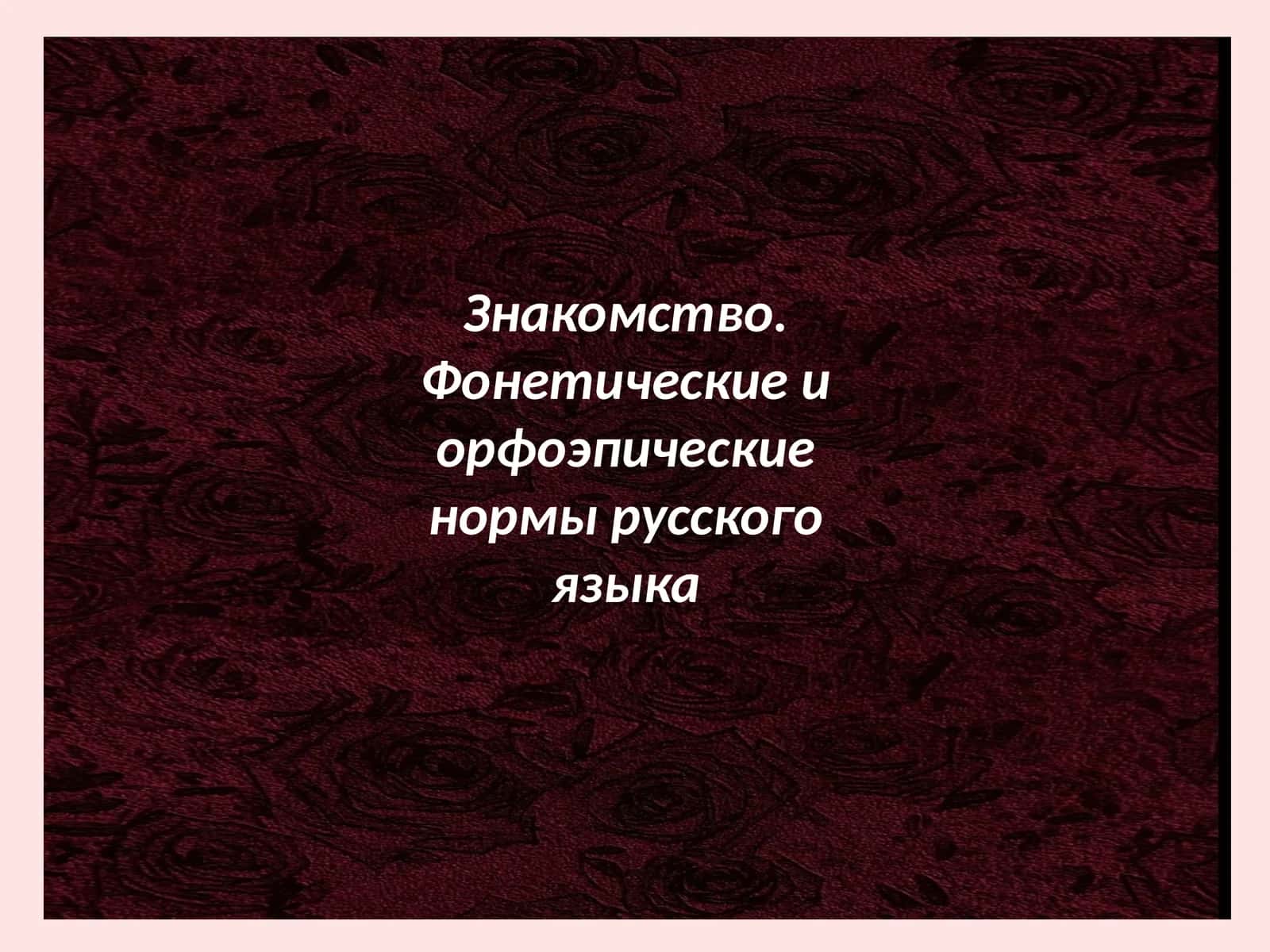 Знакомство. Фонетические и орфоэпические нормы русского языка