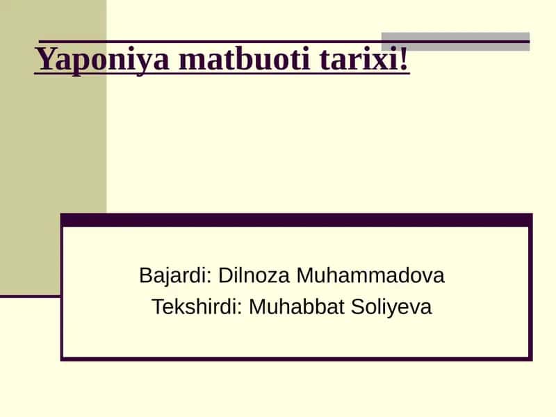 Yaponiya matbuoti tarixi