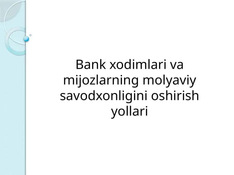 Moliyaviy savodxonlik boshqaruv sistemlari