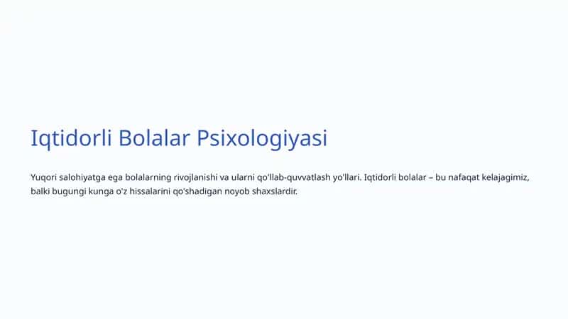 Iqtidorli Bolalar Psixologiyasi