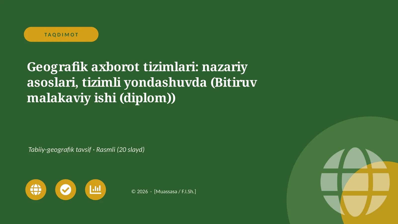 Geografik axborot tizimlari: nazariy asoslari, tizimli yondashuvda (Bitiruv malakaviy ishi (diplom))