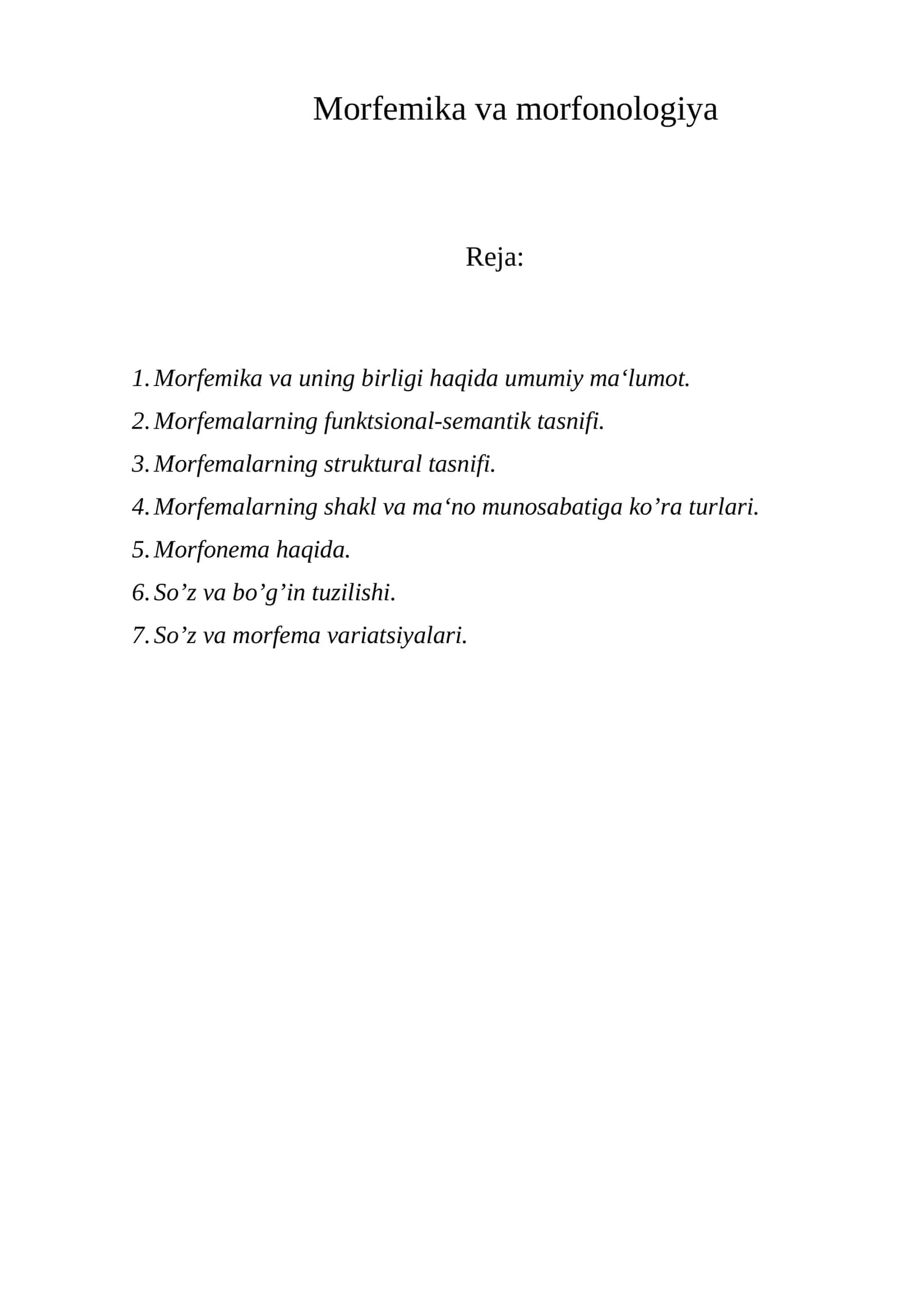 Mоrfеmika va morfonologiya