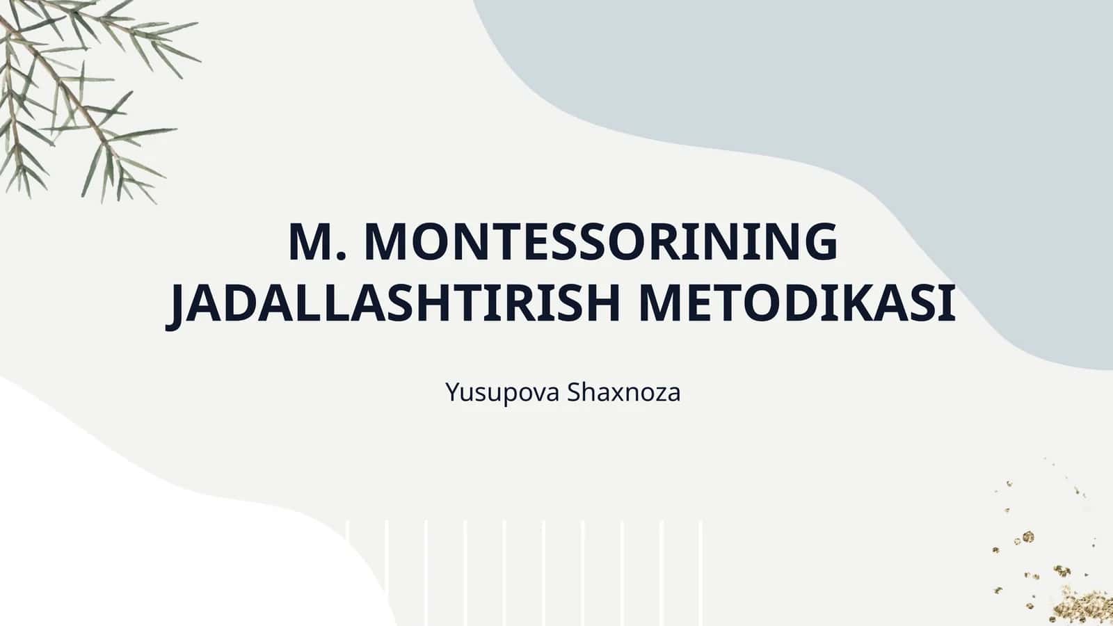 M. MONTESSORINING JADALLASHTIRISH METODIKASI