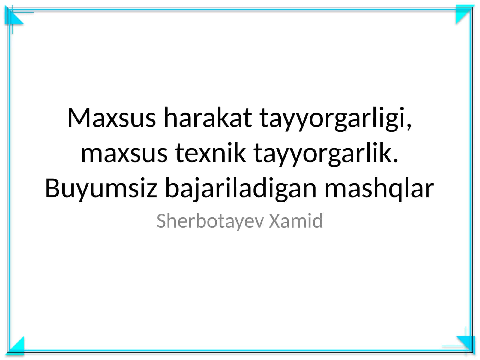 Maxsus harakat tayyorgarligi, maxsus texnik tayyorgarlik. Buyumsiz bajariladigan mashqlar