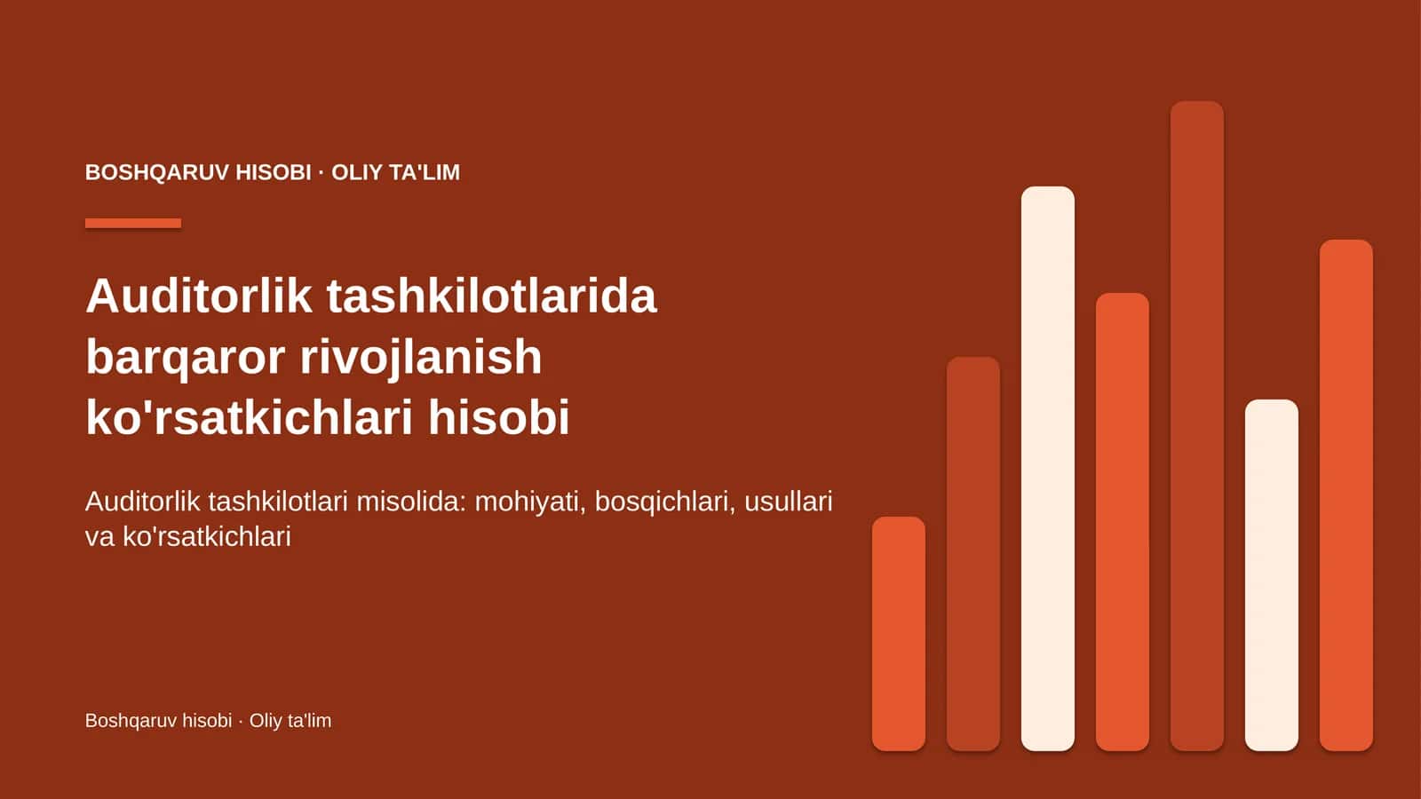 auditorlik tashkilotlarida barqaror rivojlanish ko'rsatkichlari hisobi 7073