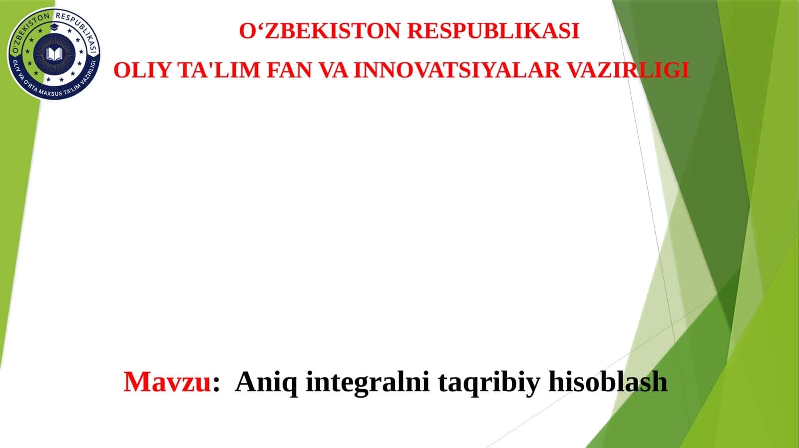 Aniqintegralni taqribiy hisoblash