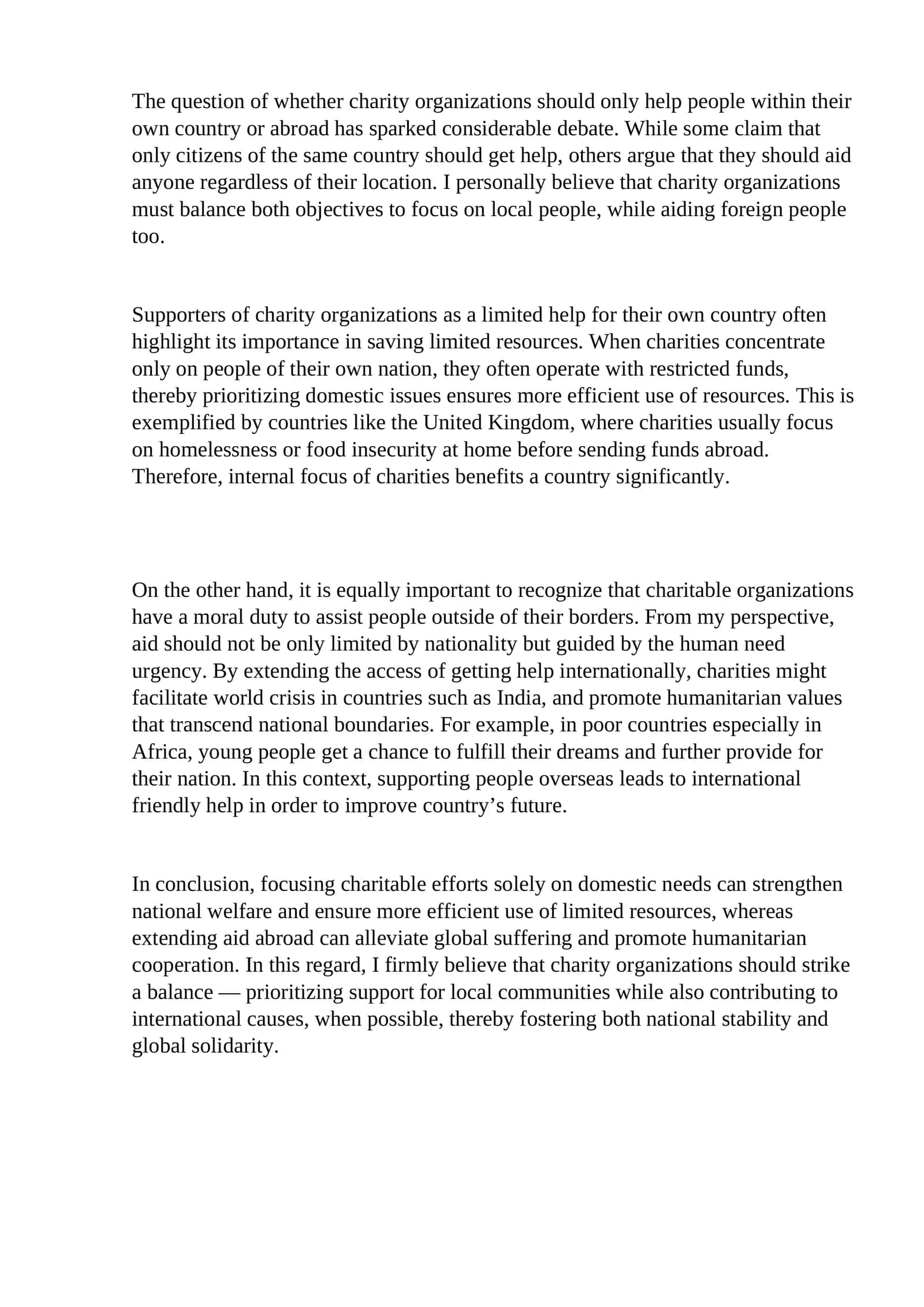 Charity Organizations: Local vs International Aid