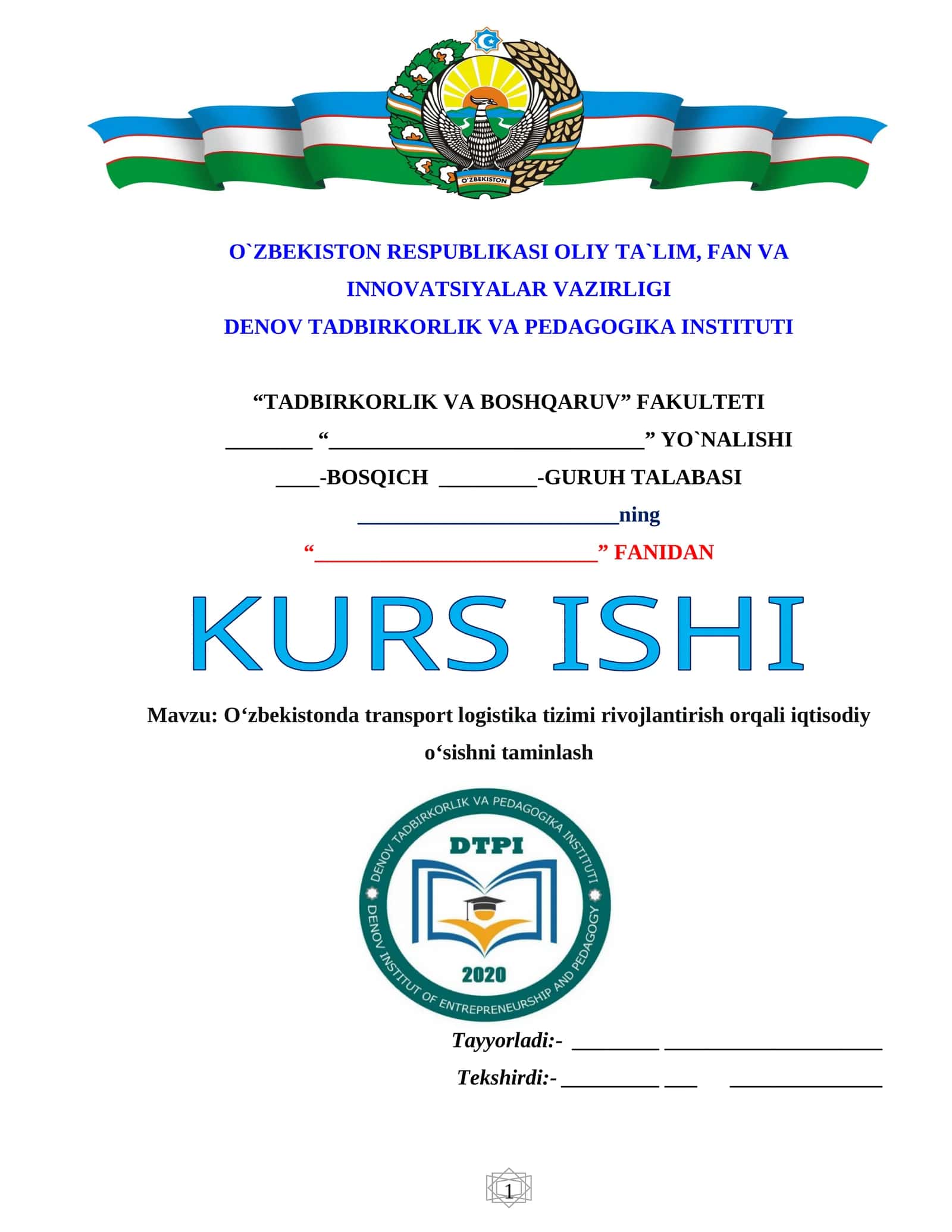 O‘zbekistonda transport-logistika tizimining nazariy asoslari
