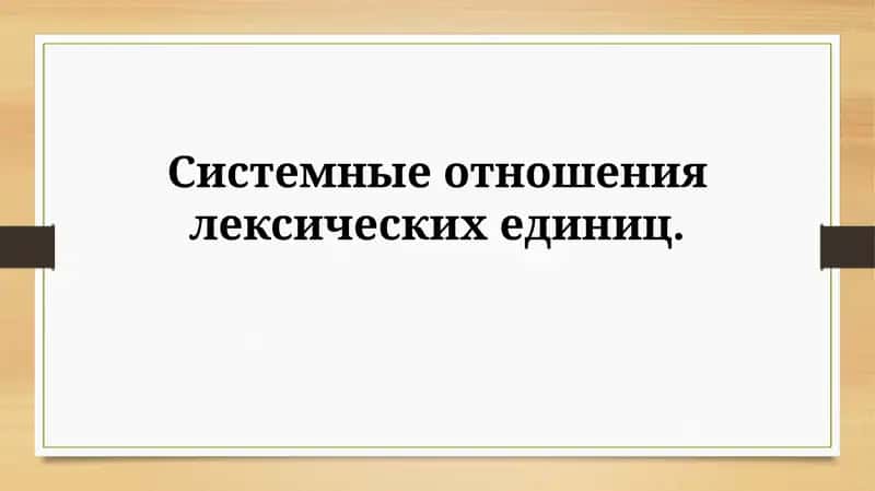 Системные отношения лексическихединиц