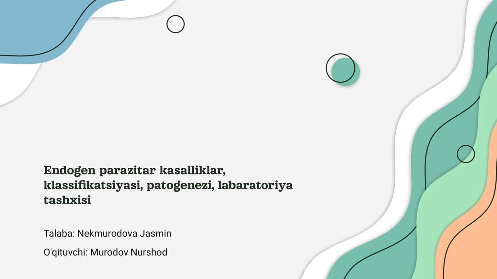 Endogen parazitar kasalliklar, klassifikatsiyasi, patogenezi, labaratoriya tashxisi