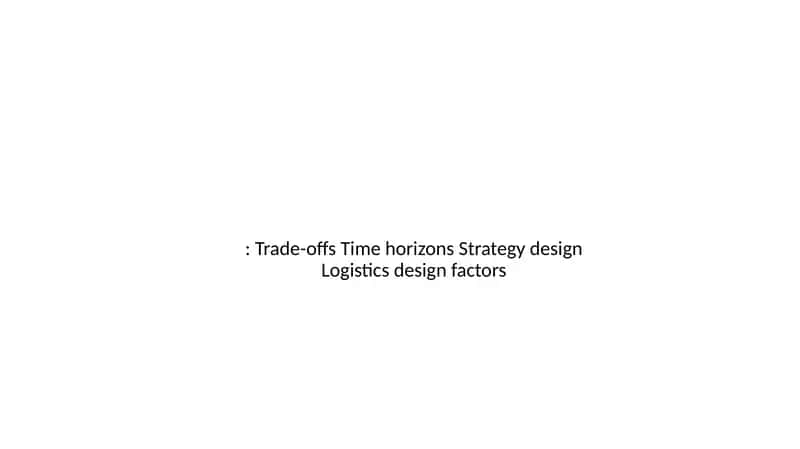 The Total Logistics Concept (TLC)