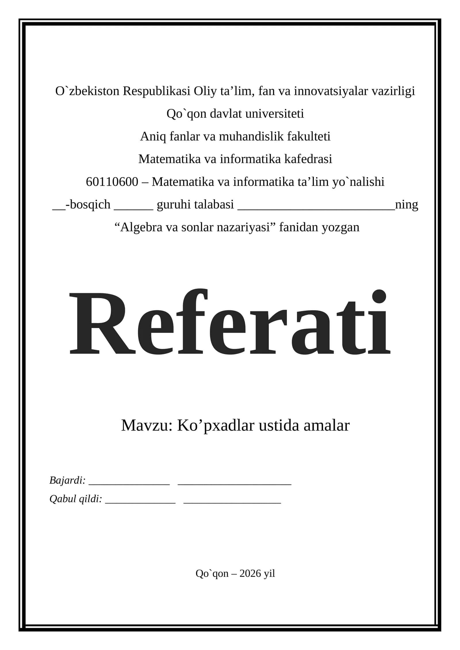 Ko’pxadlar ustida amalar