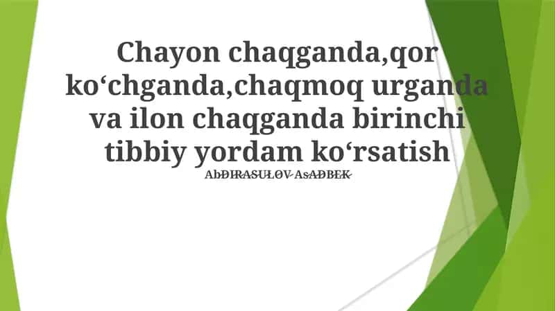 Chaqish va ilk yordam