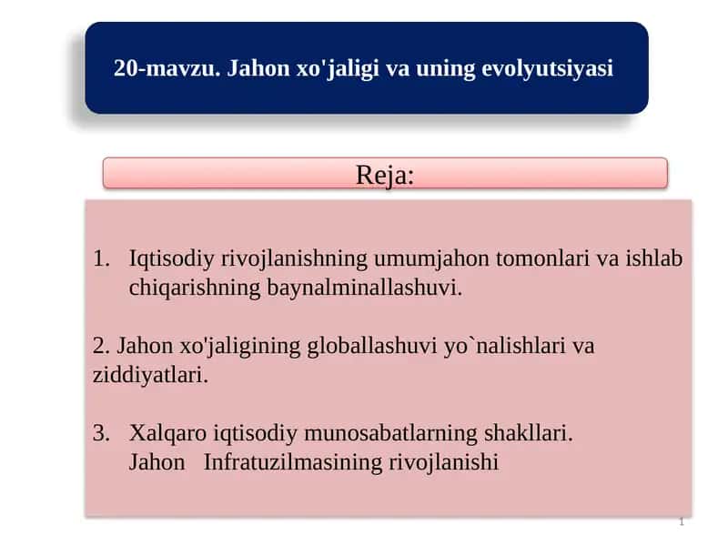 Jahon iqtisodiy rivojlanishi