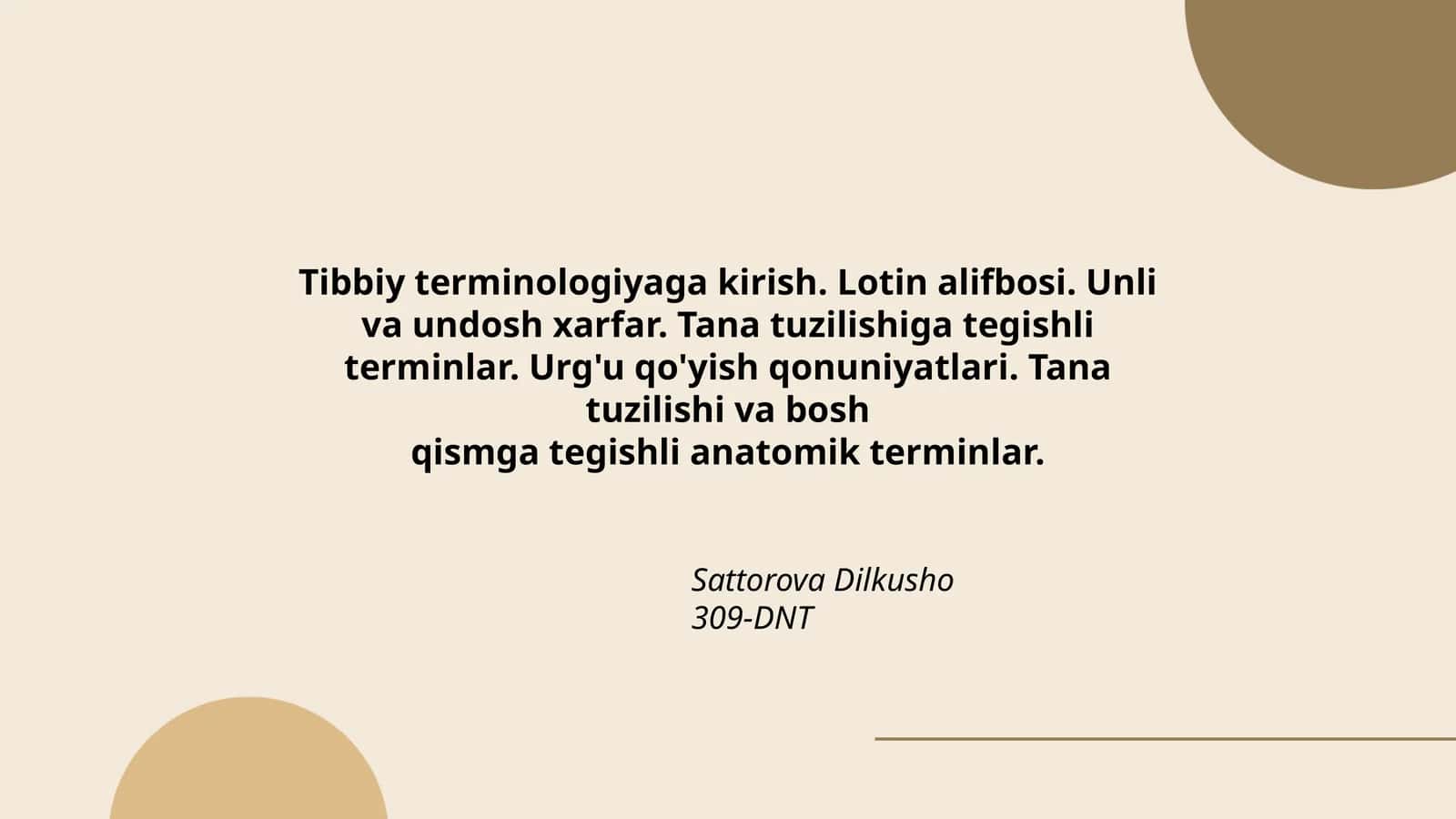 Tibbiy terminologiyaga kirish
