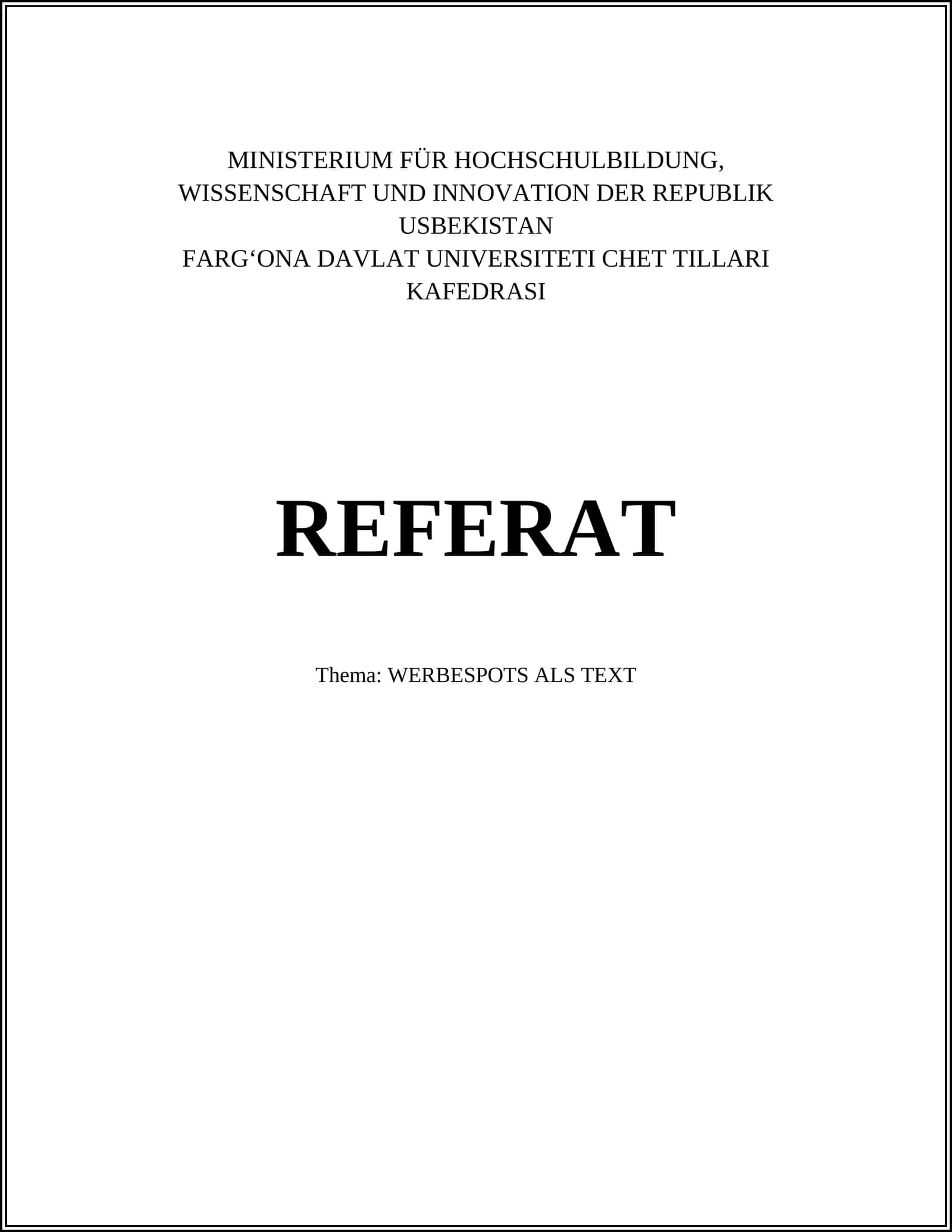 WERBESPOTS ALS TEXT
