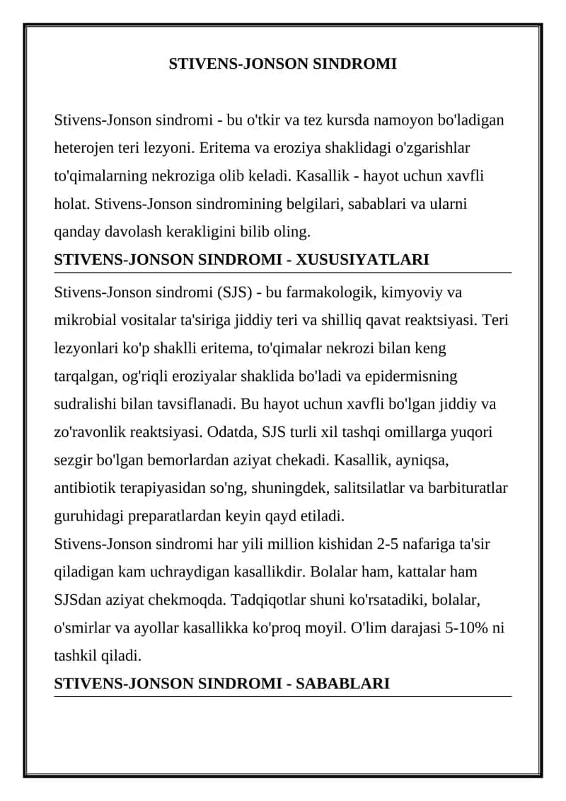 STIVENS-JONSON SINDROMI