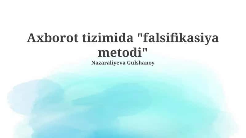 Falsifikasiya Metodi