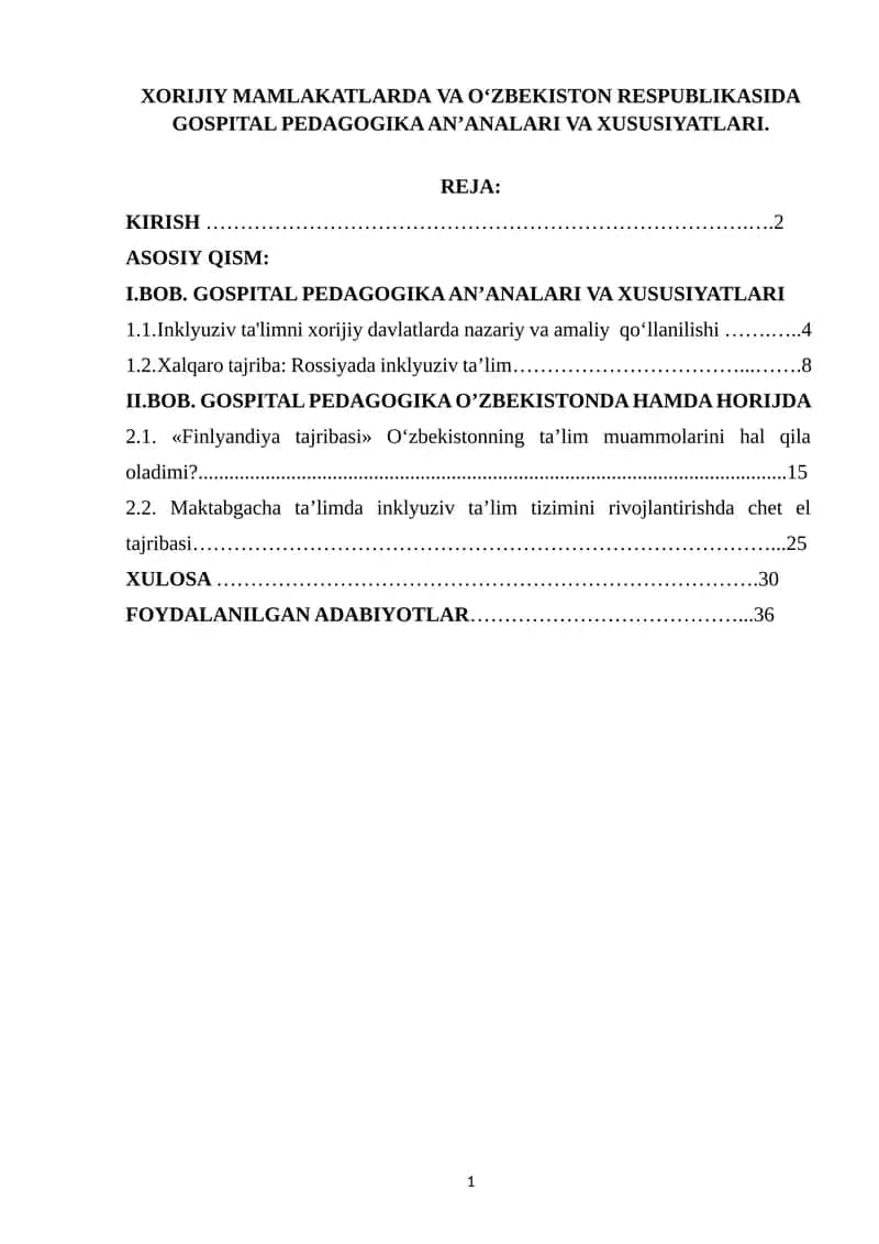 Gospital Pedagogika An’analari va Xususiyatları