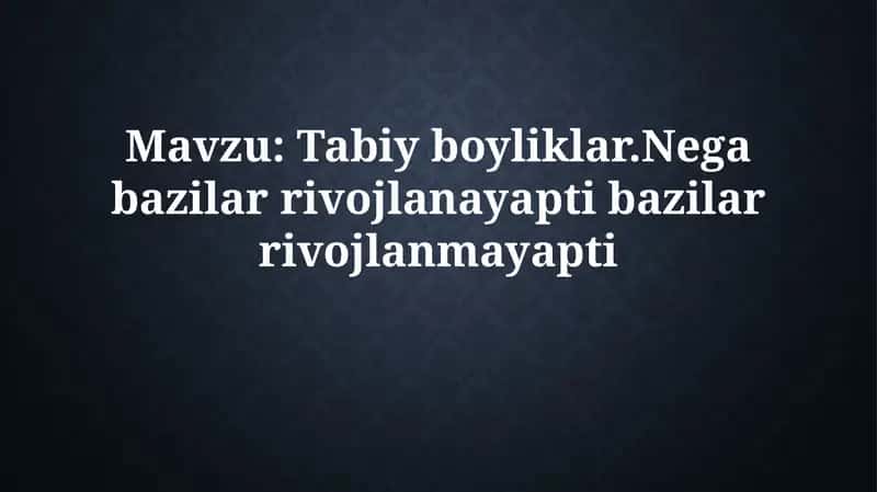 Tabiiy resurslar va taraqqiyot