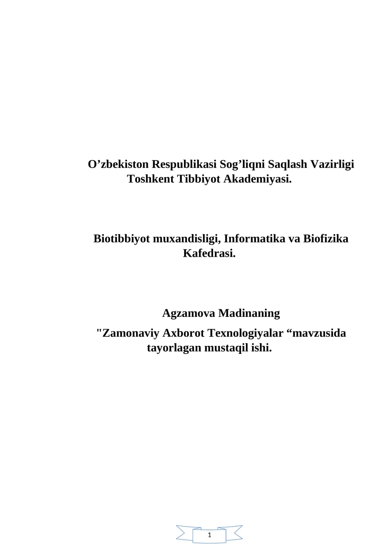 "Zamonaviy Axborot Texnologiyalar"