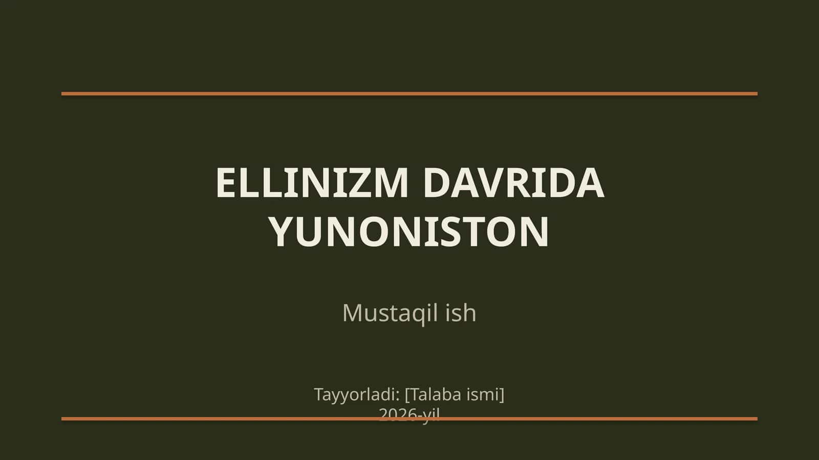 Ellinizm Davrida Yunoniston