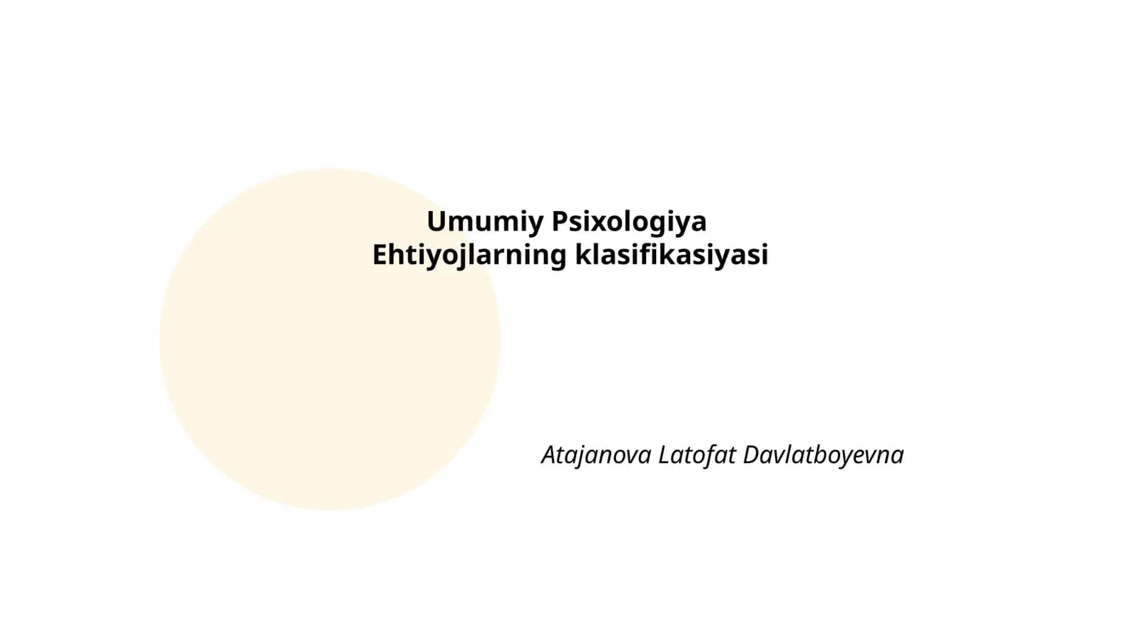 Umumiy Psixologiya Ehtiyojlarning Klasifikasiyasi