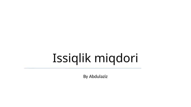 Issiqlik miqdori