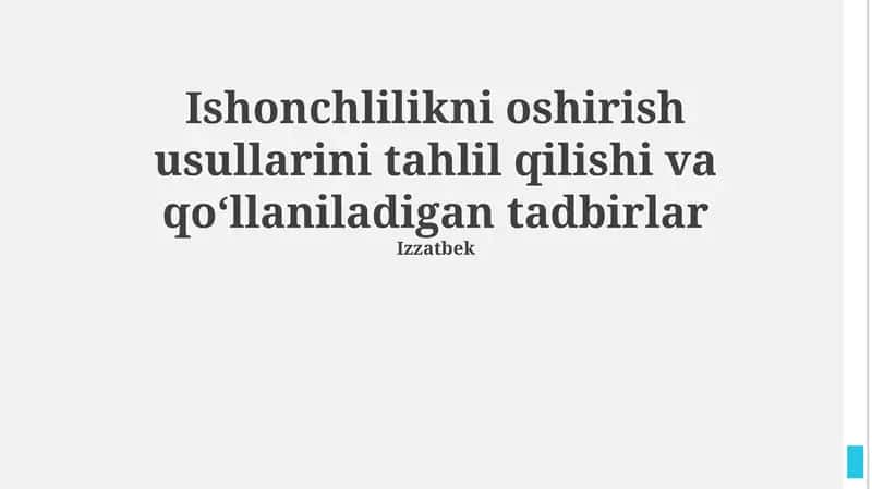 Ishonchlilikni oshirish usullari